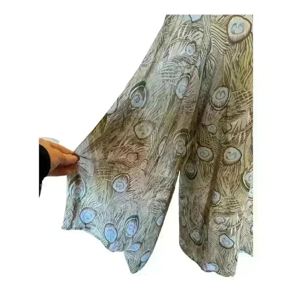 Show Me Your MuMu Peacock Feather Mini Tunic Dress with Butterfly Sleeves Size M - Picture 7 of 10